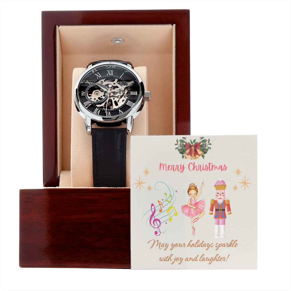 Openwork Watch with Merry Christmas Message Nutckrackers Card