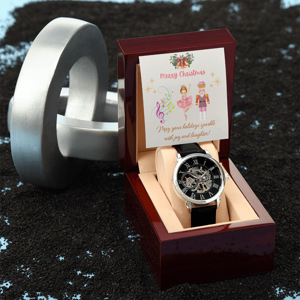 Openwork Watch with Merry Christmas Message Nutckrackers Card