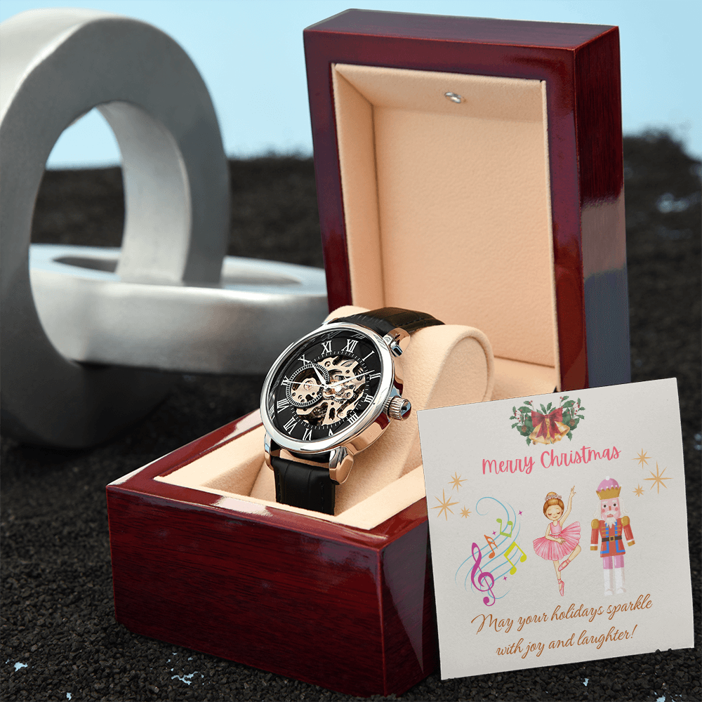 Openwork Watch with Merry Christmas Message Nutckrackers Card