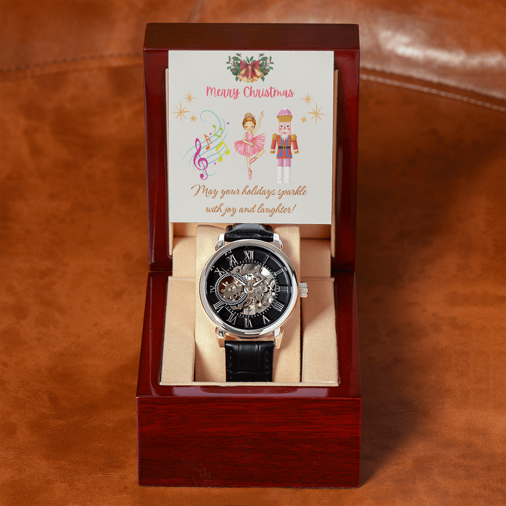 Openwork Watch with Merry Christmas Message Nutckrackers Card