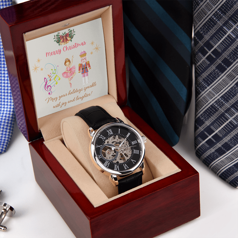 Openwork Watch with Merry Christmas Message Nutckrackers Card