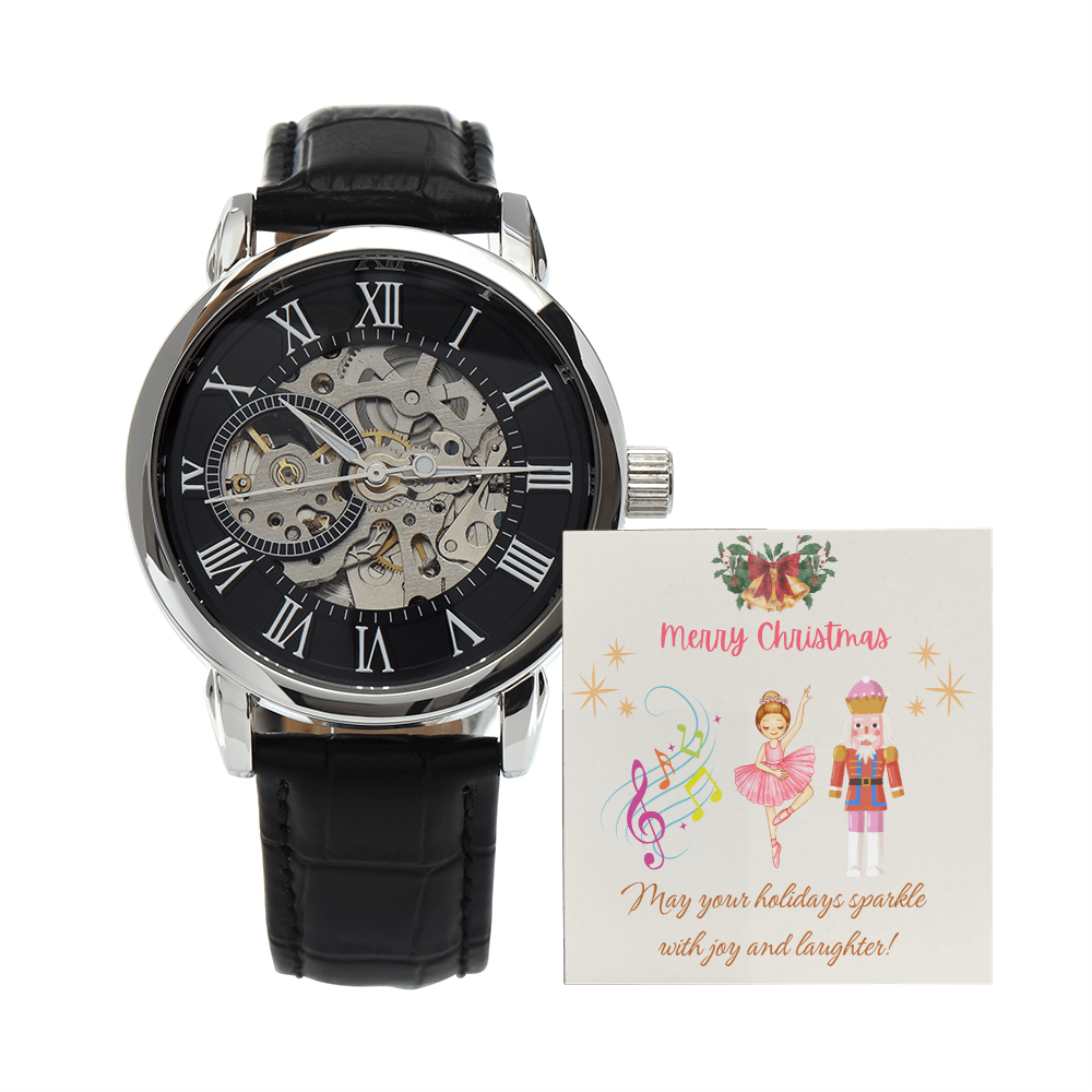 Openwork Watch with Merry Christmas Message Nutckrackers Card