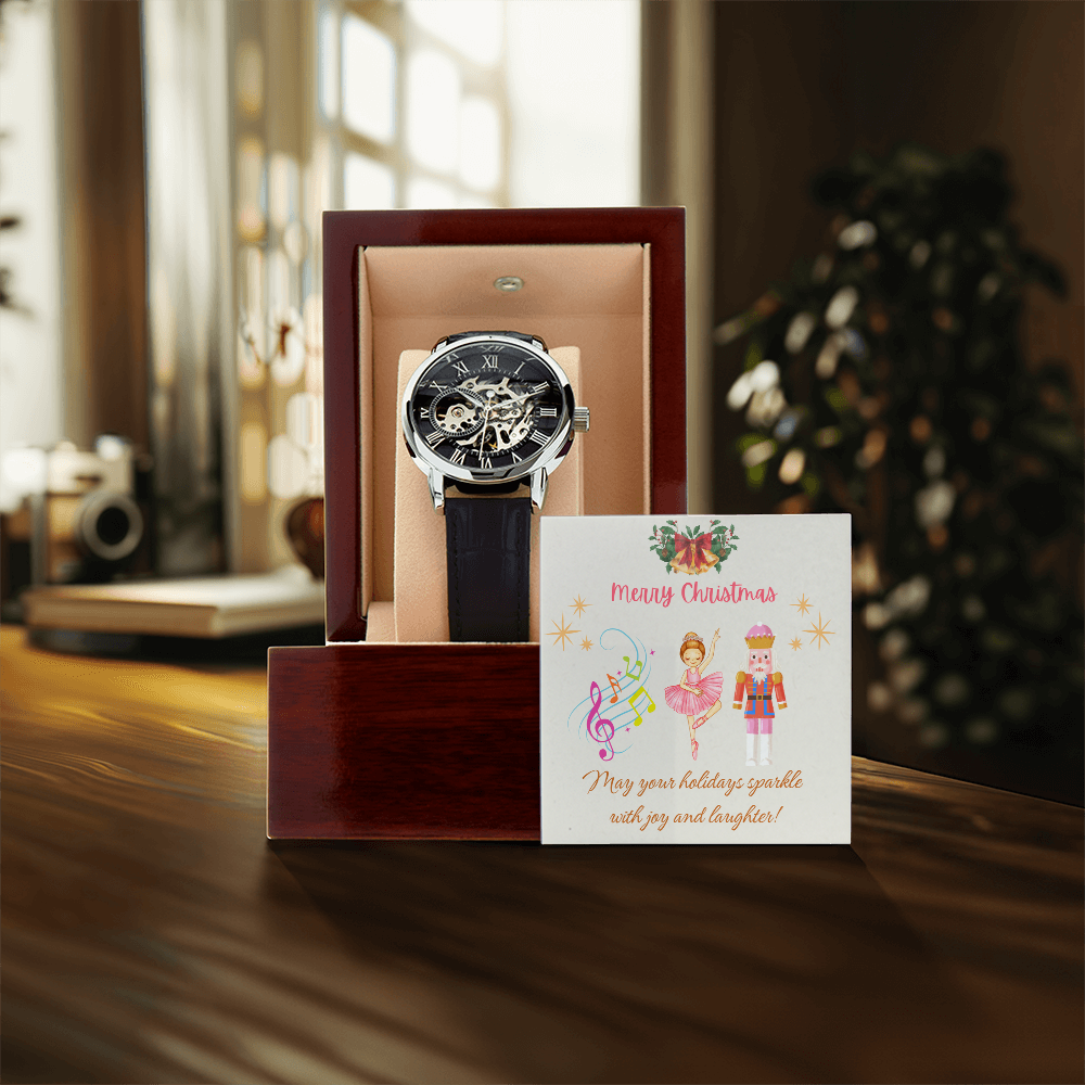 Openwork Watch with Merry Christmas Message Nutckrackers Card