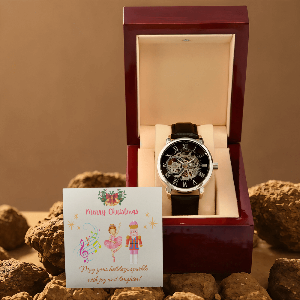 Openwork Watch with Merry Christmas Message Nutckrackers Card