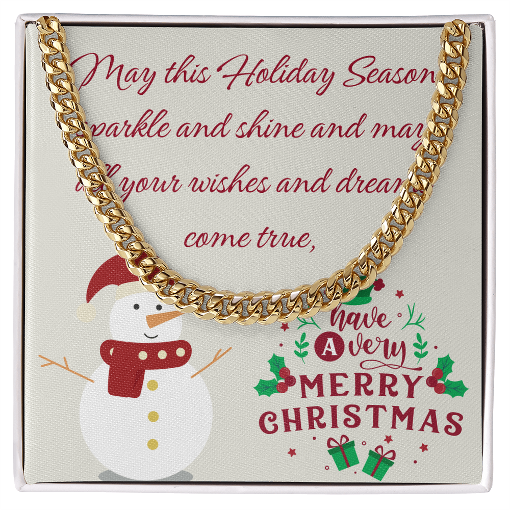 Cuban Link Chain – Merry Christmas Gift for Him | Luxury Necklace with Message Card