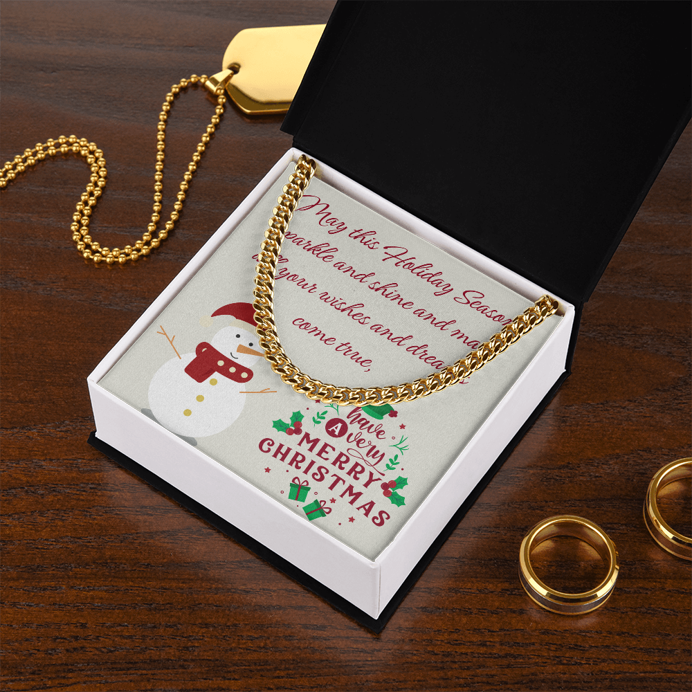 Cuban Link Chain – Merry Christmas Gift for Him | Luxury Necklace with Message Card