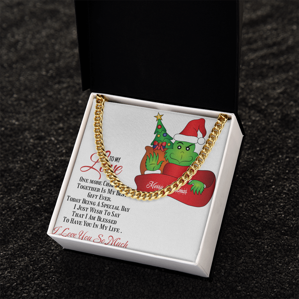 Cuban Link Chain with Christmas Grinch message card