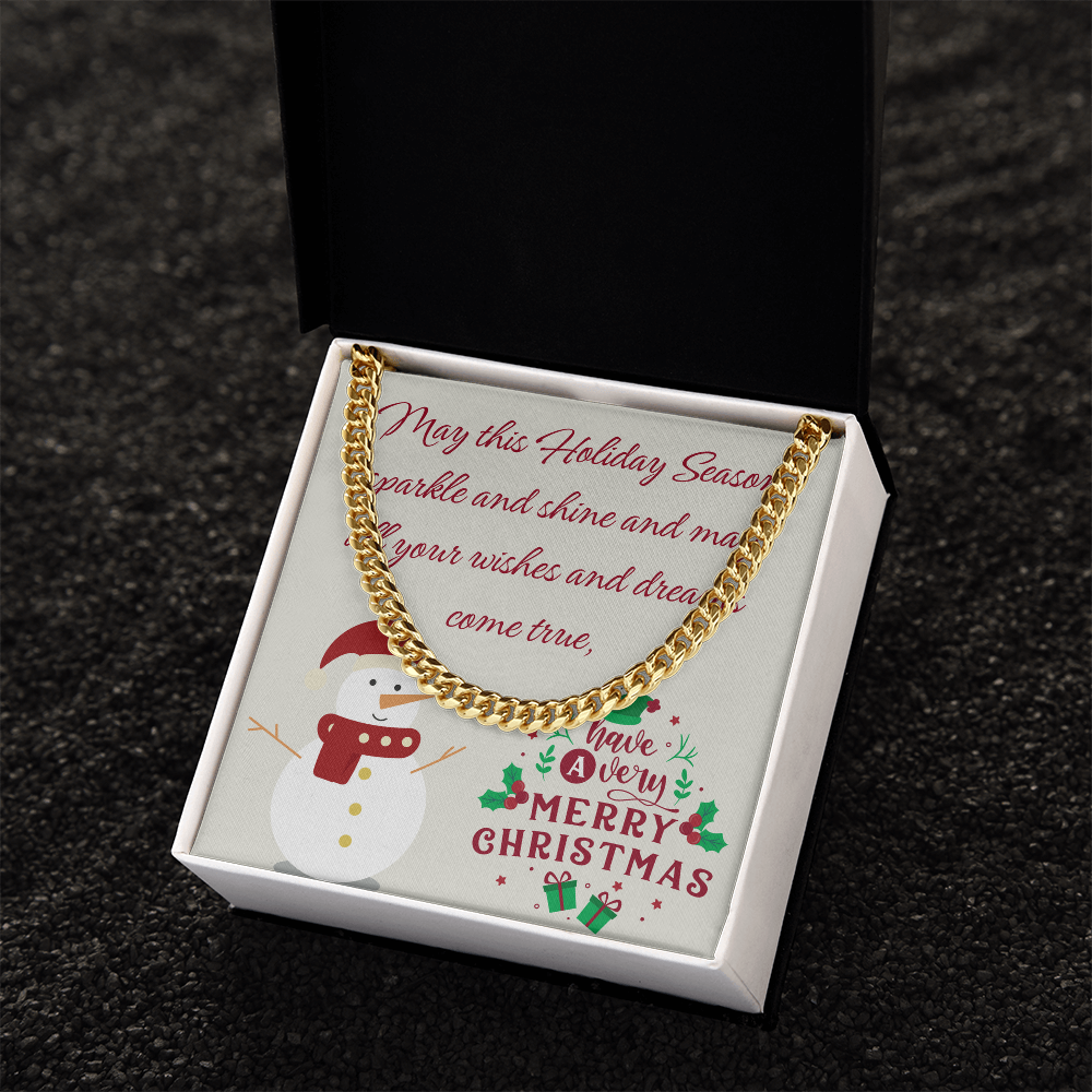 Cuban Link Chain – Merry Christmas Gift for Him | Luxury Necklace with Message Card