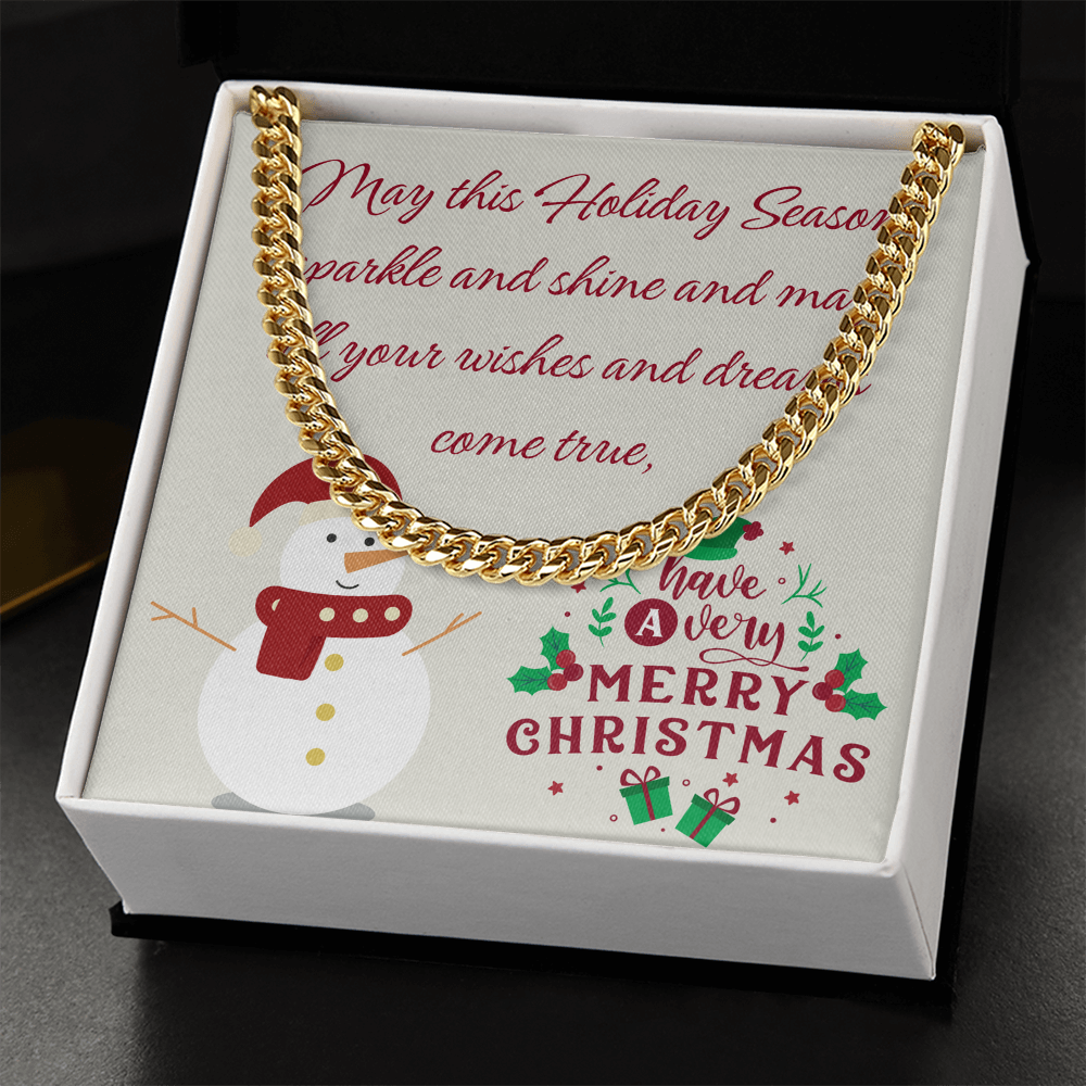 Cuban Link Chain – Merry Christmas Gift for Him | Luxury Necklace with Message Card