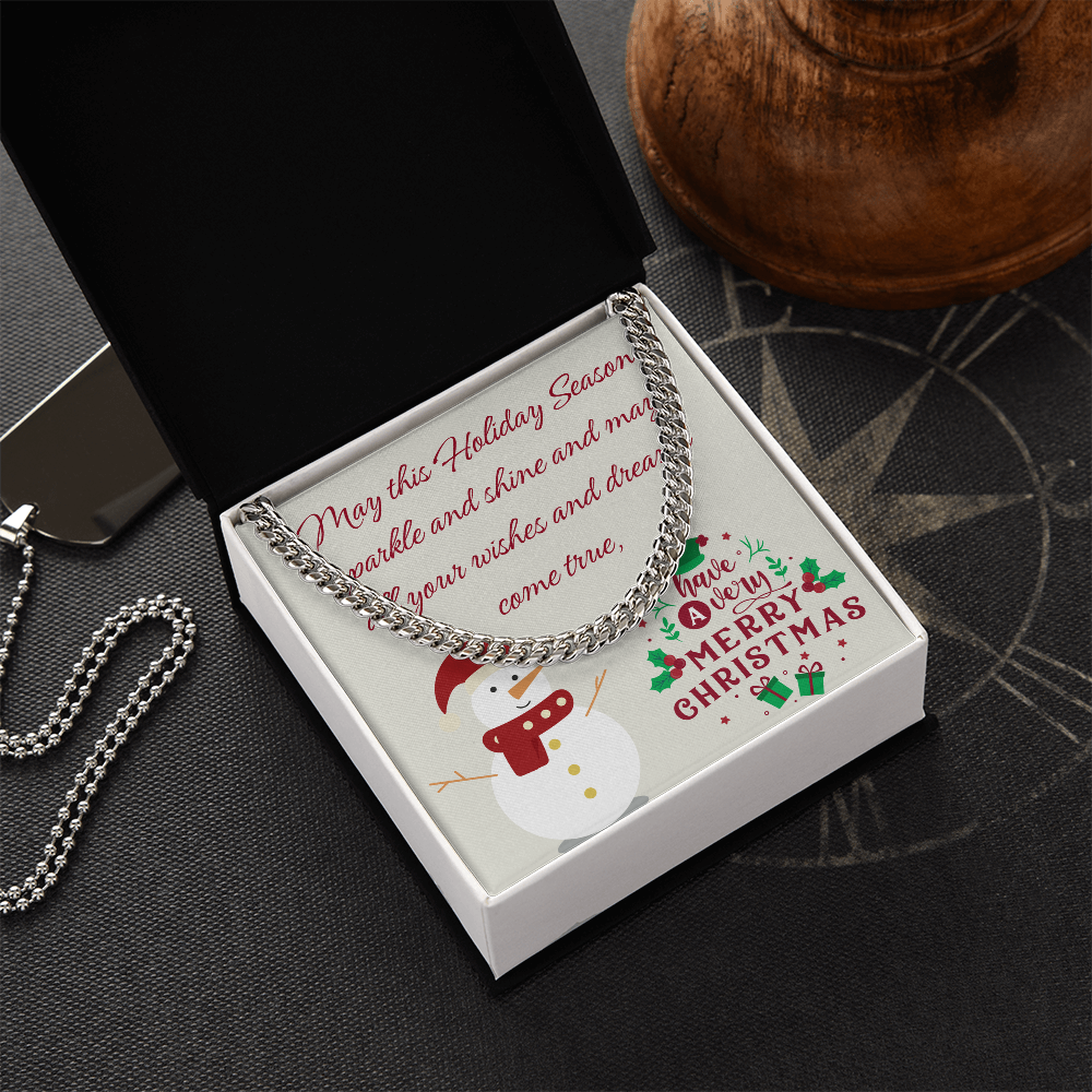 Cuban Link Chain – Merry Christmas Gift for Him | Luxury Necklace with Message Card
