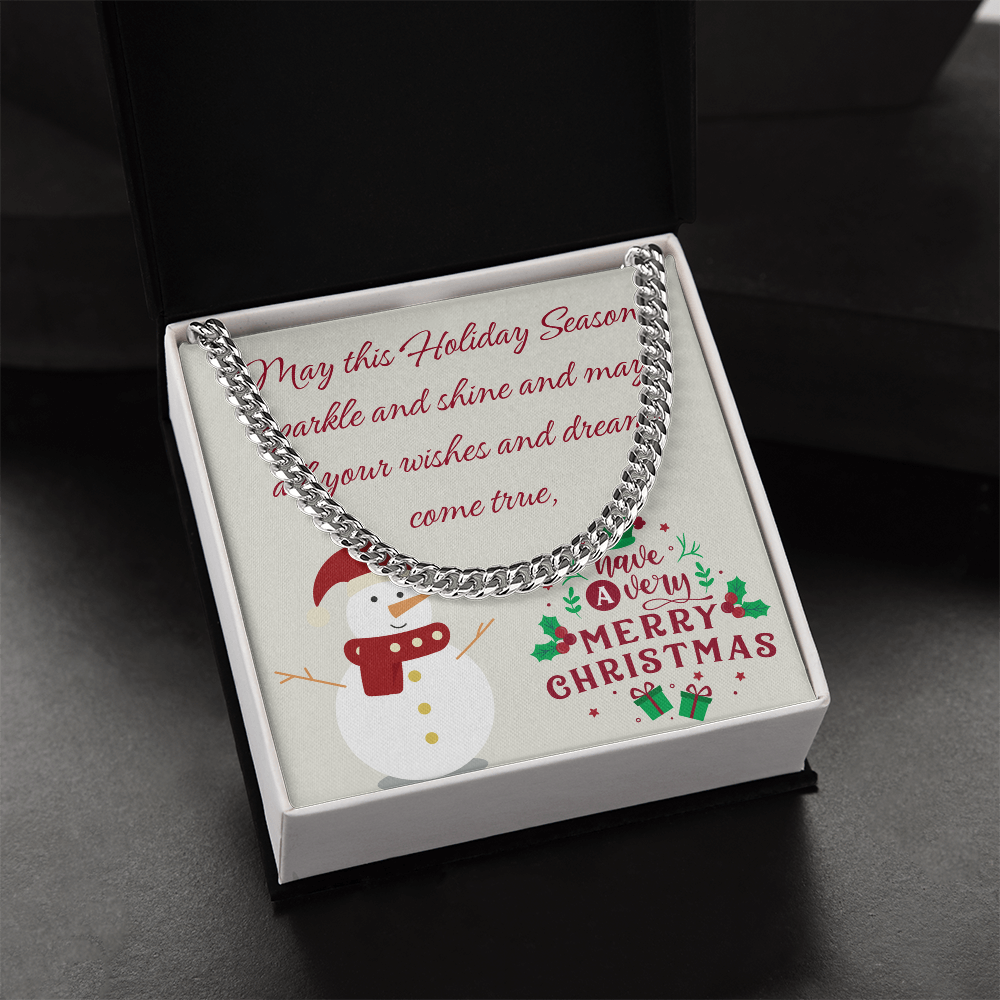 Cuban Link Chain – Merry Christmas Gift for Him | Luxury Necklace with Message Card