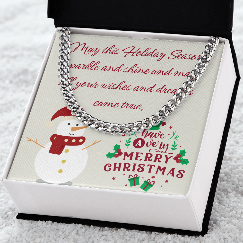Cuban Link Chain – Merry Christmas Gift for Him | Luxury Necklace with Message Card