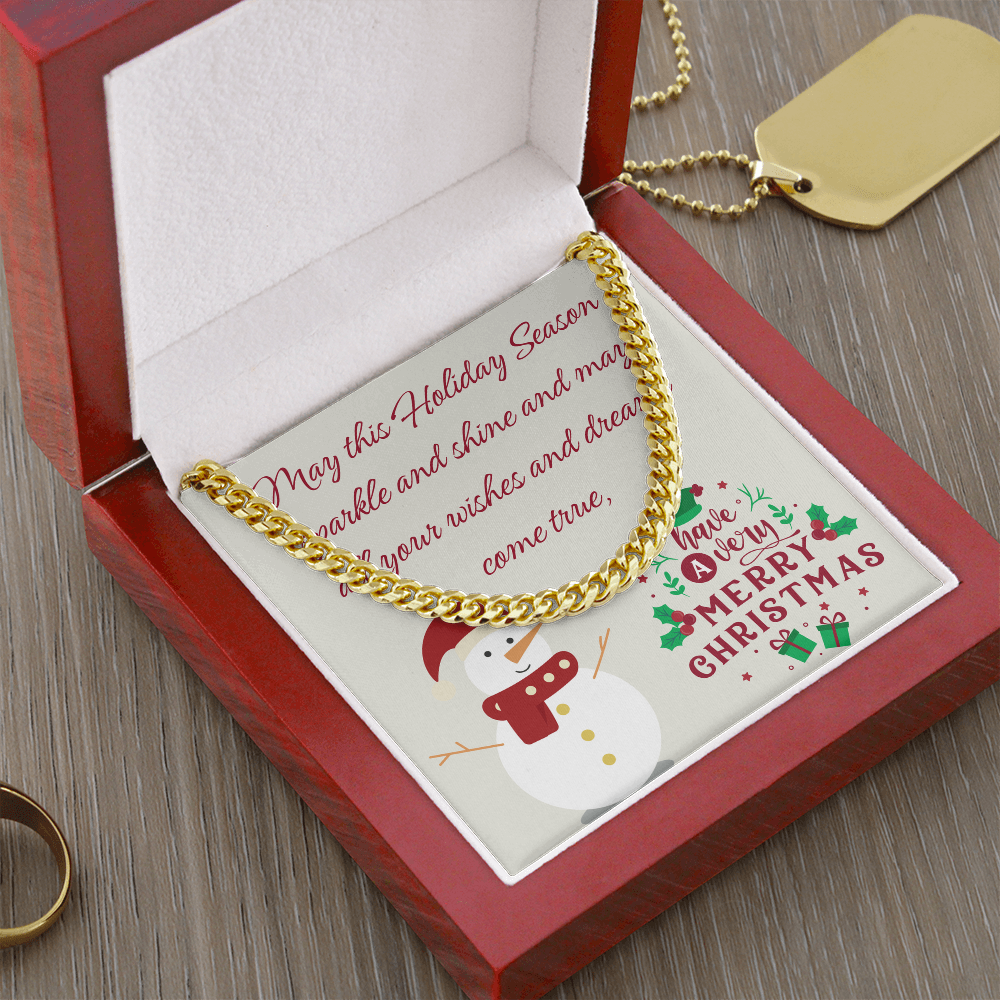 Cuban Link Chain – Merry Christmas Gift for Him | Luxury Necklace with Message Card