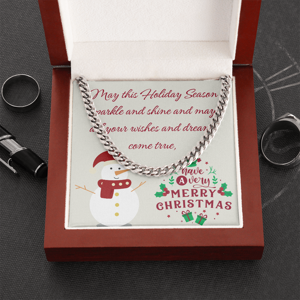 Cuban Link Chain – Merry Christmas Gift for Him | Luxury Necklace with Message Card