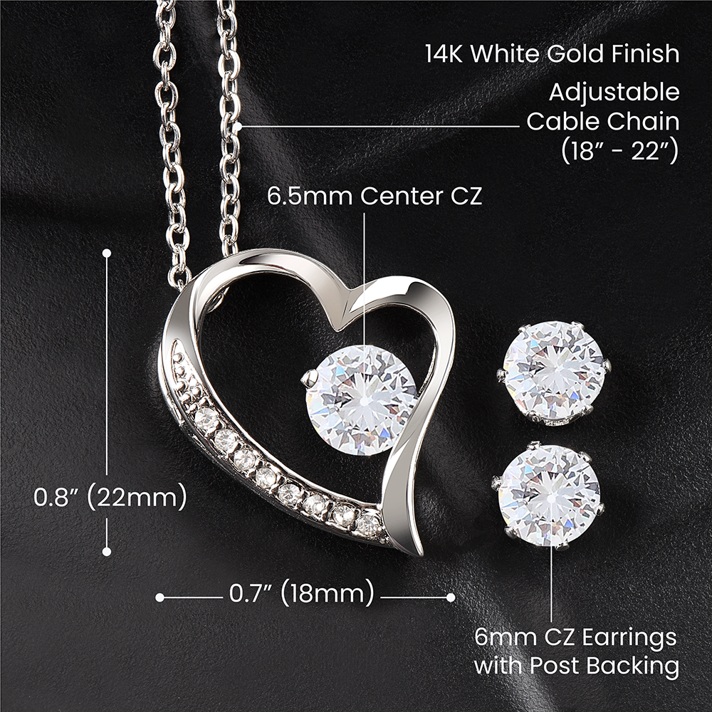 Forever Love Necklace & Earring Set – Merry Christmas Jewelry Gift | Holiday Accessories for Women