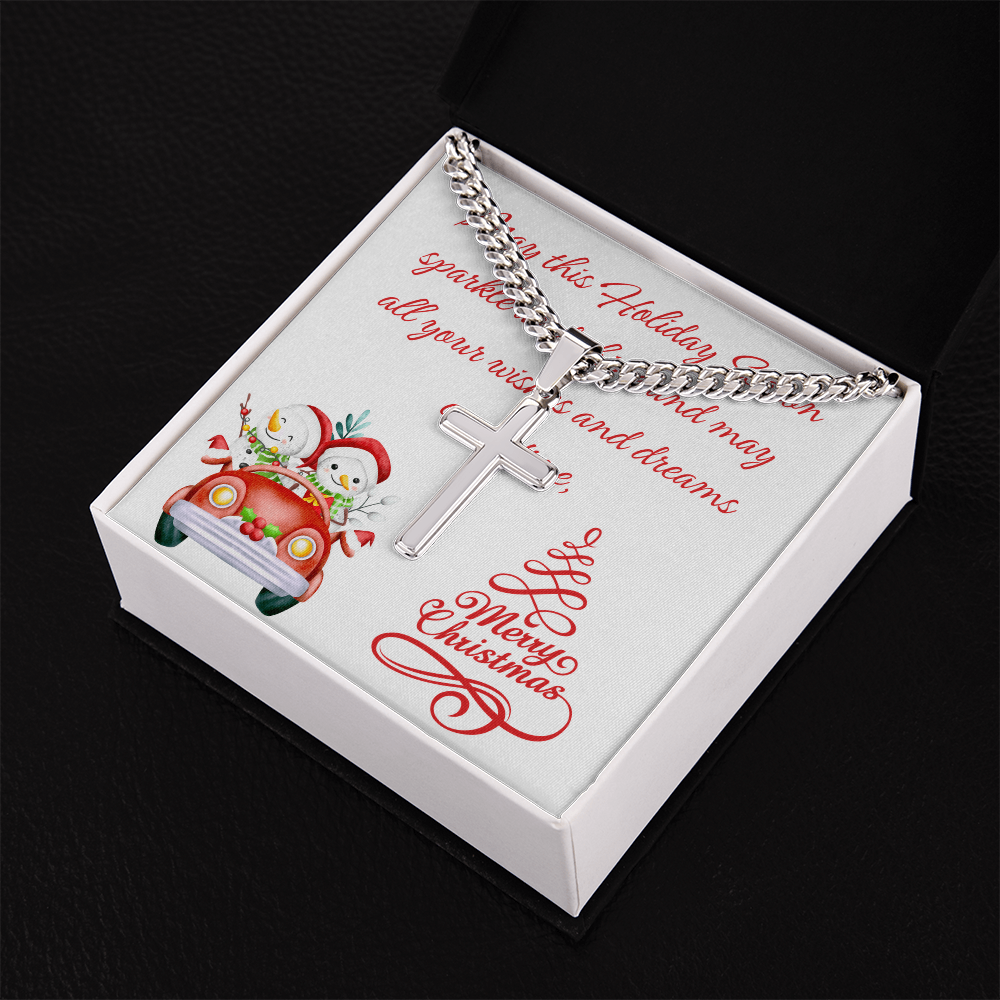 Personalized Cross with Cuban Link Chain Christmas gift for Men