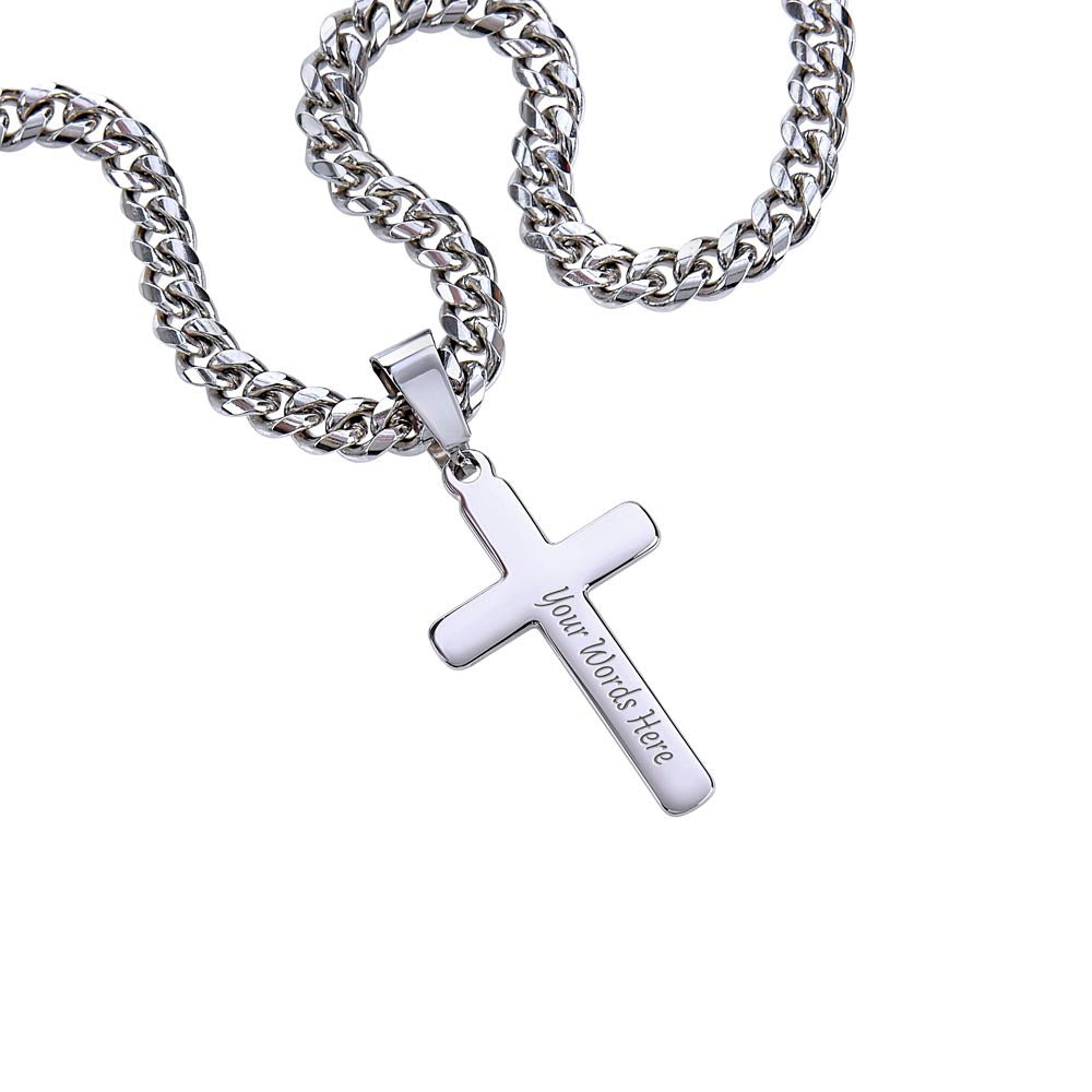 Personalized Cross with Cuban Link Chain Christmas gift for Men