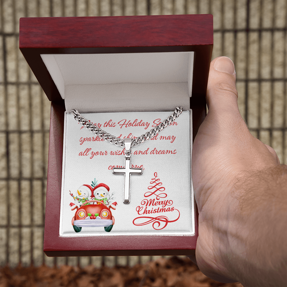 Personalized Cross with Cuban Link Chain Christmas gift for Men