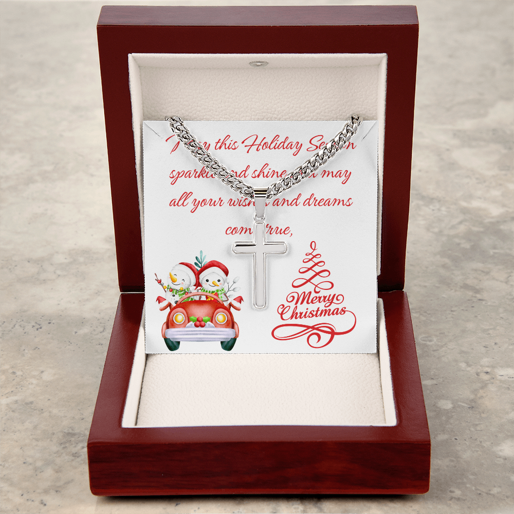 Personalized Cross with Cuban Link Chain Christmas gift for Men