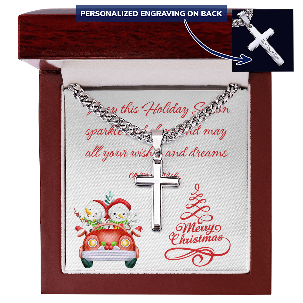 Personalized Cross with Cuban Link Chain Christmas gift for Men