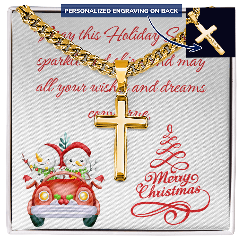 Personalized Cross with Cuban Link Chain Christmas gift for Men