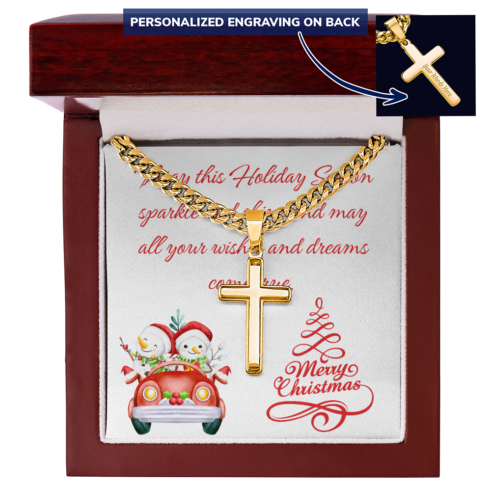 Personalized Cross with Cuban Link Chain Christmas gift for Men