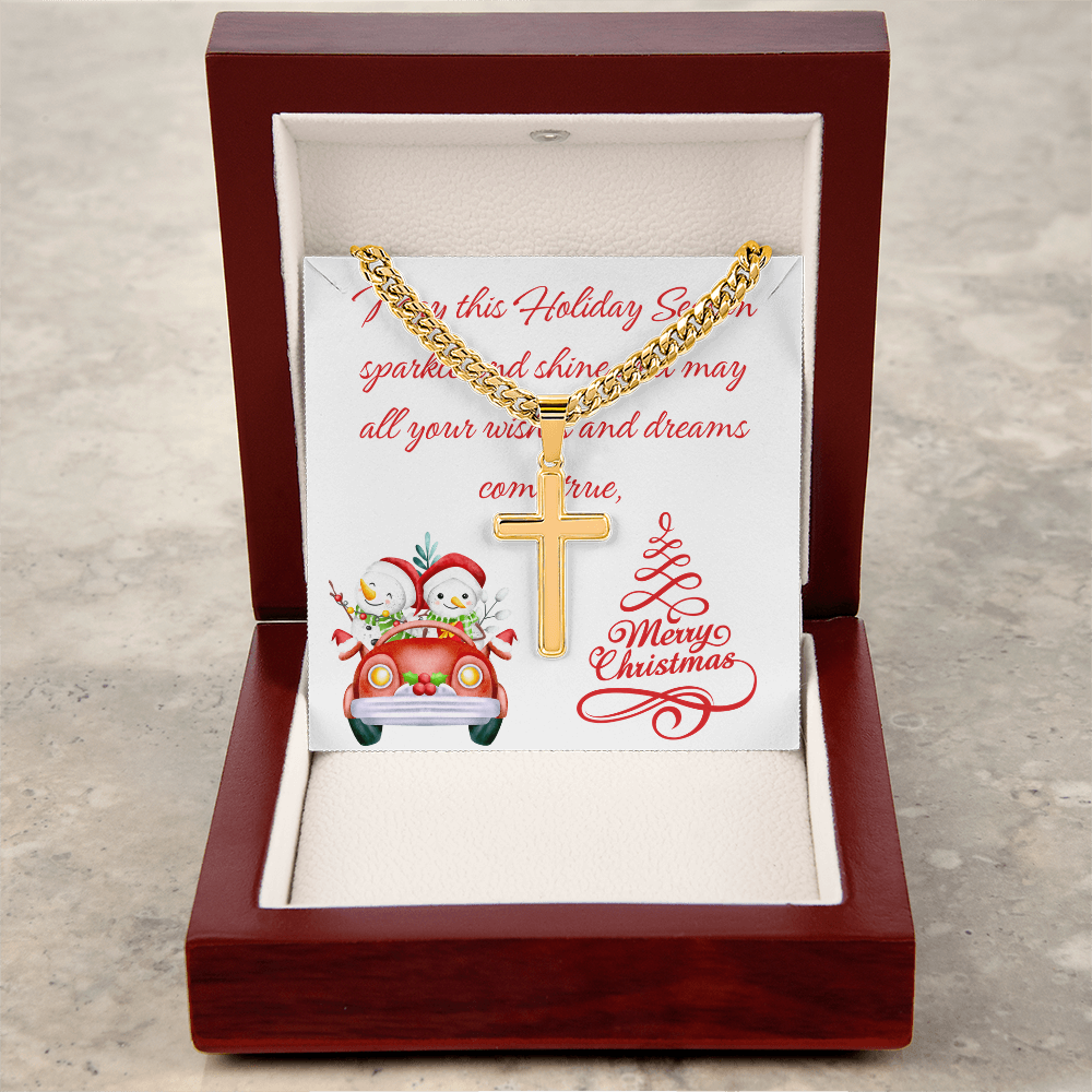 Personalized Cross with Cuban Link Chain Christmas gift for Men