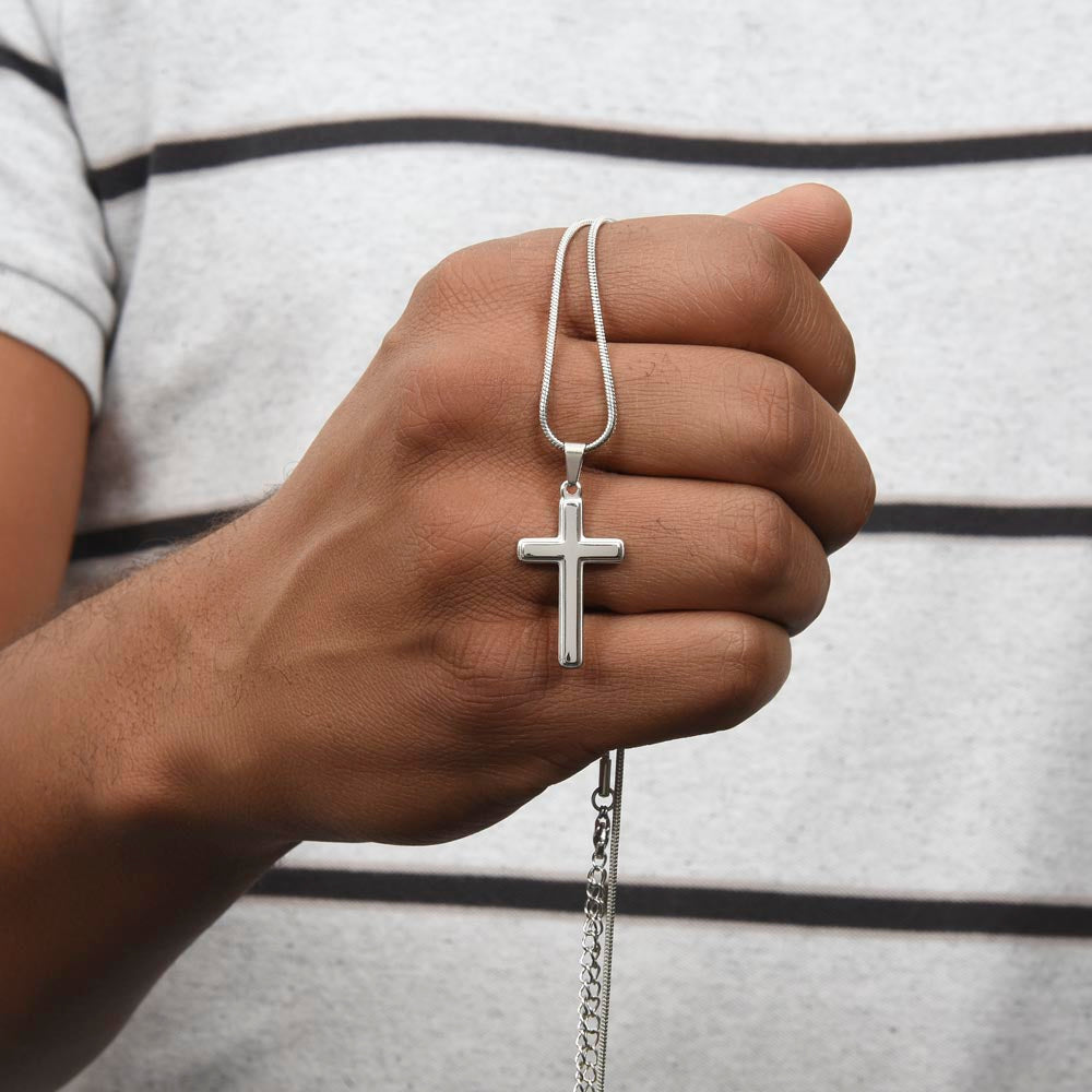 Personalized Cross Necklace with Snake Chain You will always be my forever