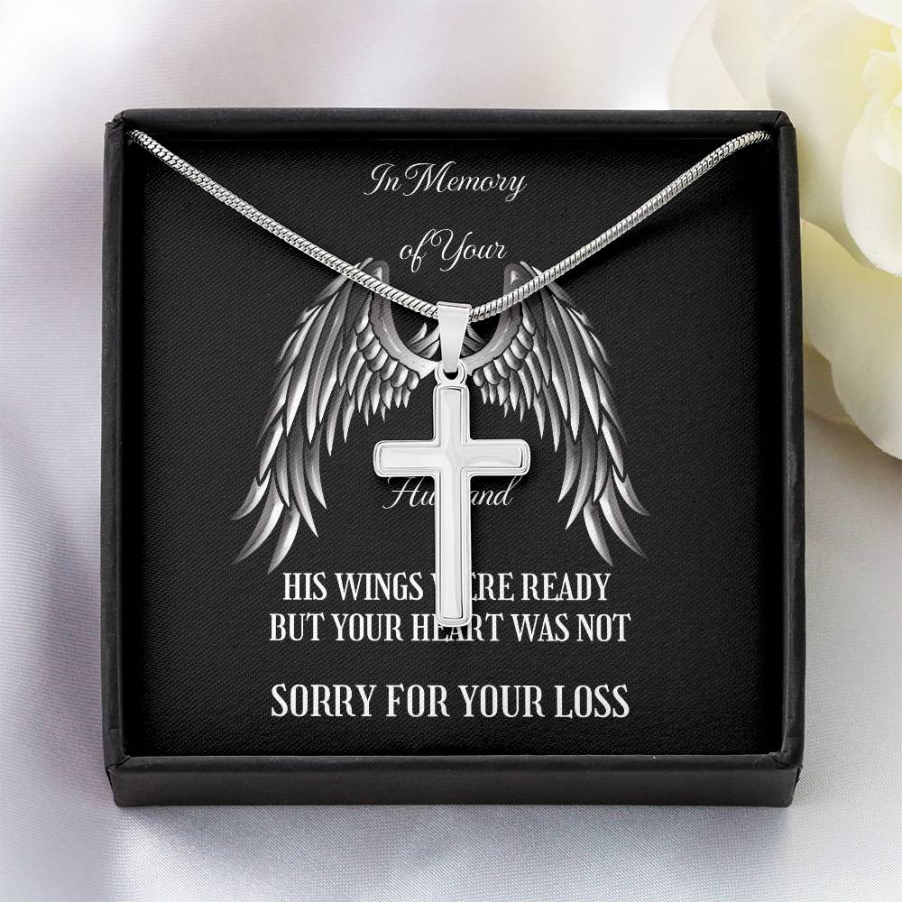 Memorial Cross Necklace to Honor Your Husband's Memory.