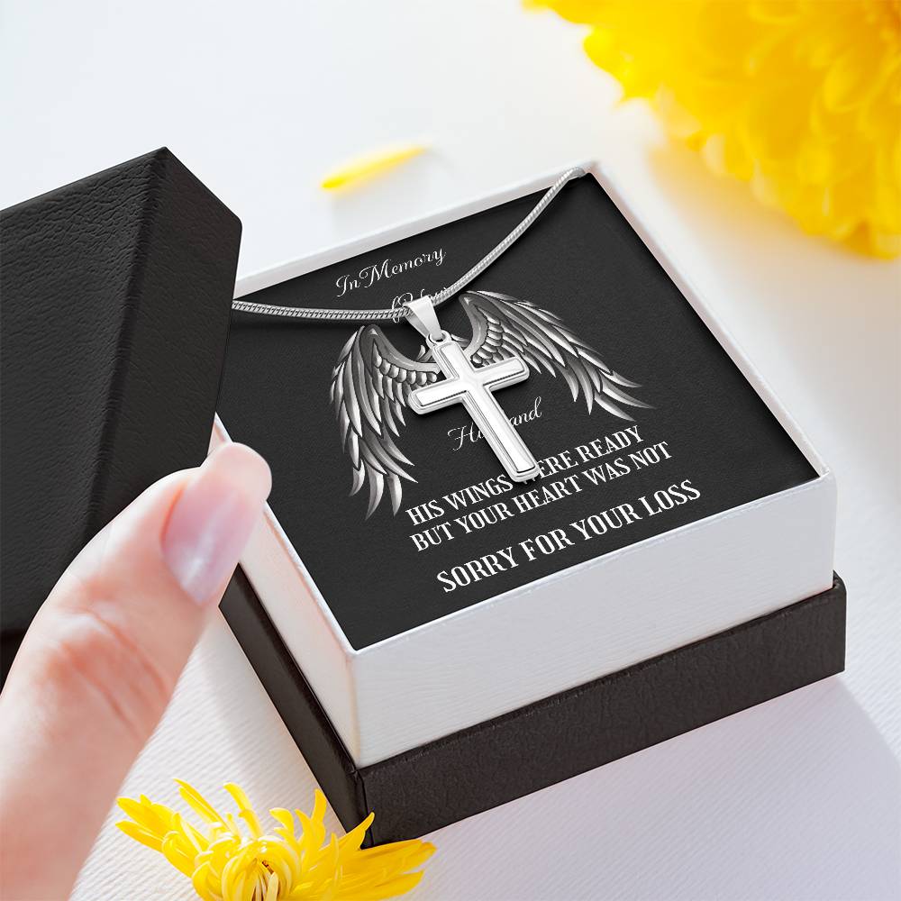 Memorial Cross Necklace to Honor Your Husband's Memory.