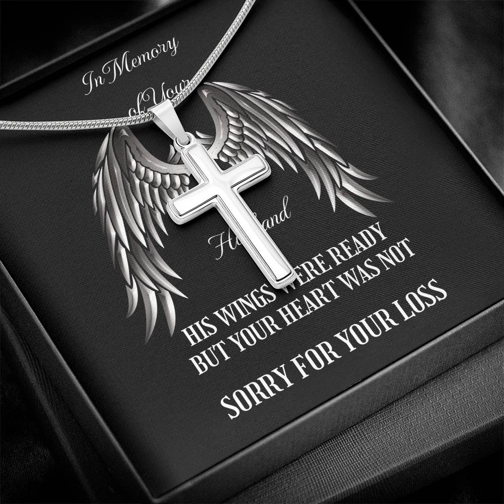 Memorial Cross Necklace to Honor Your Husband's Memory.