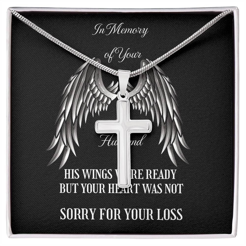 Memorial Cross Necklace to Honor Your Husband's Memory.