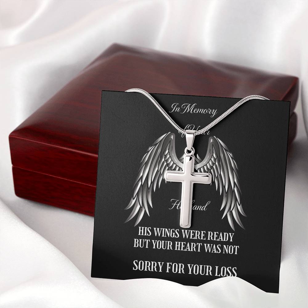 Memorial Cross Necklace to Honor Your Husband's Memory.