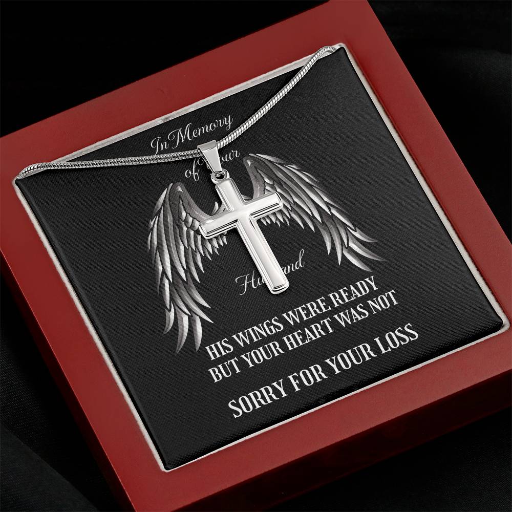 Memorial Cross Necklace to Honor Your Husband's Memory.