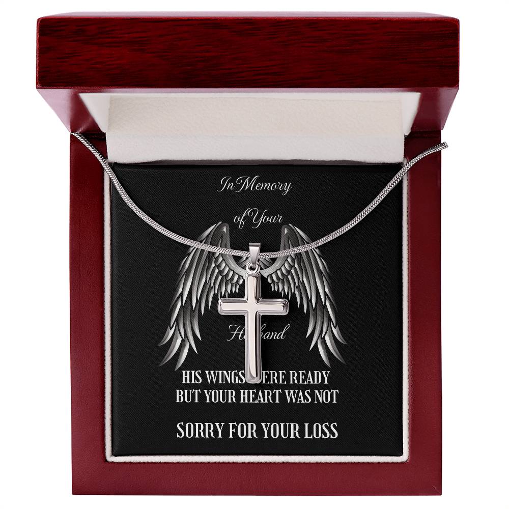 Memorial Cross Necklace to Honor Your Husband's Memory.