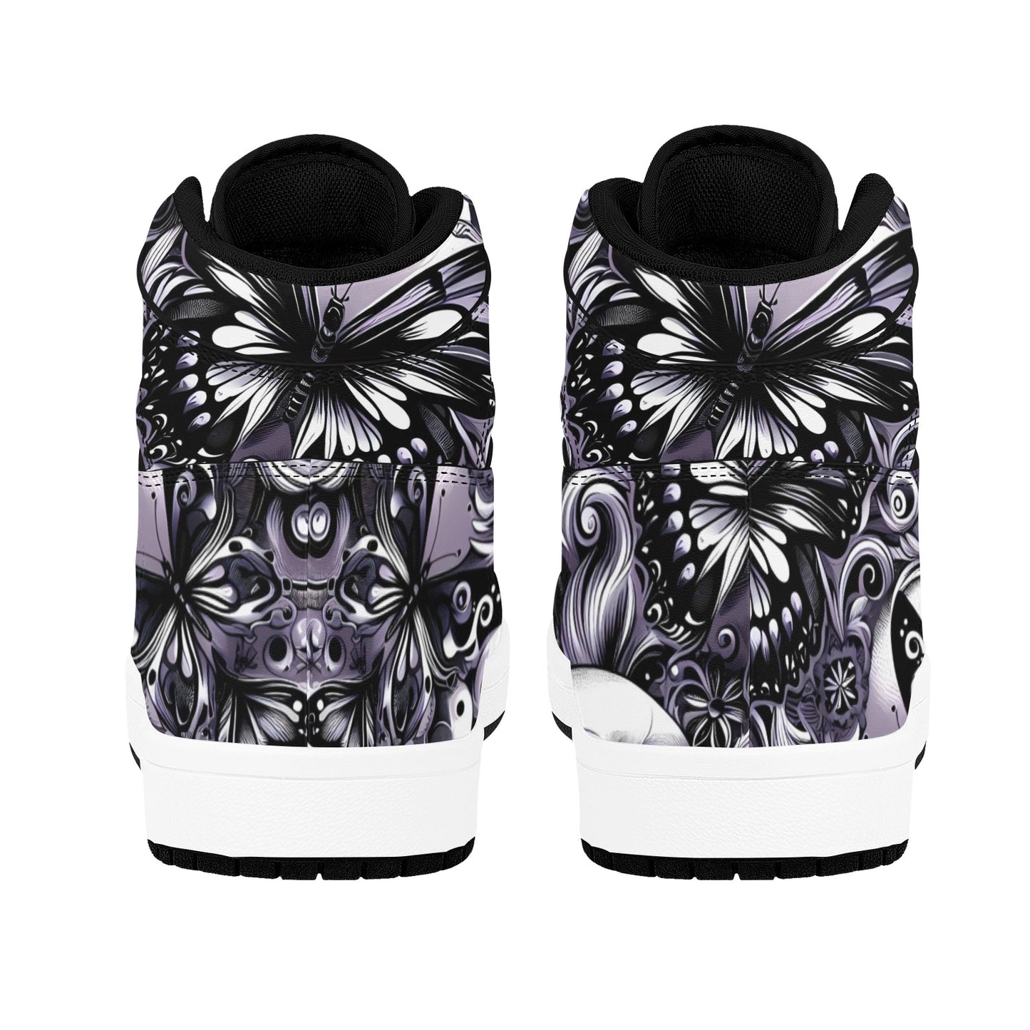 Skulla and Roses Women's High Top Sneakers (Model 20042)