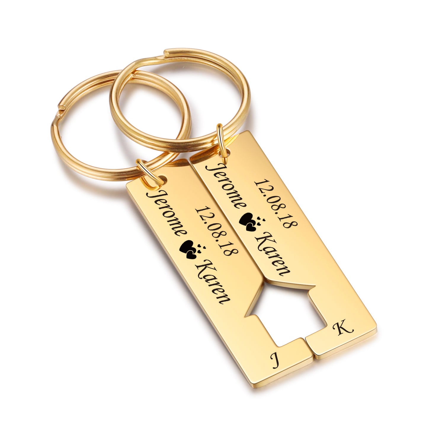 Custom Name Letter Stainless Steel Couple Keychain