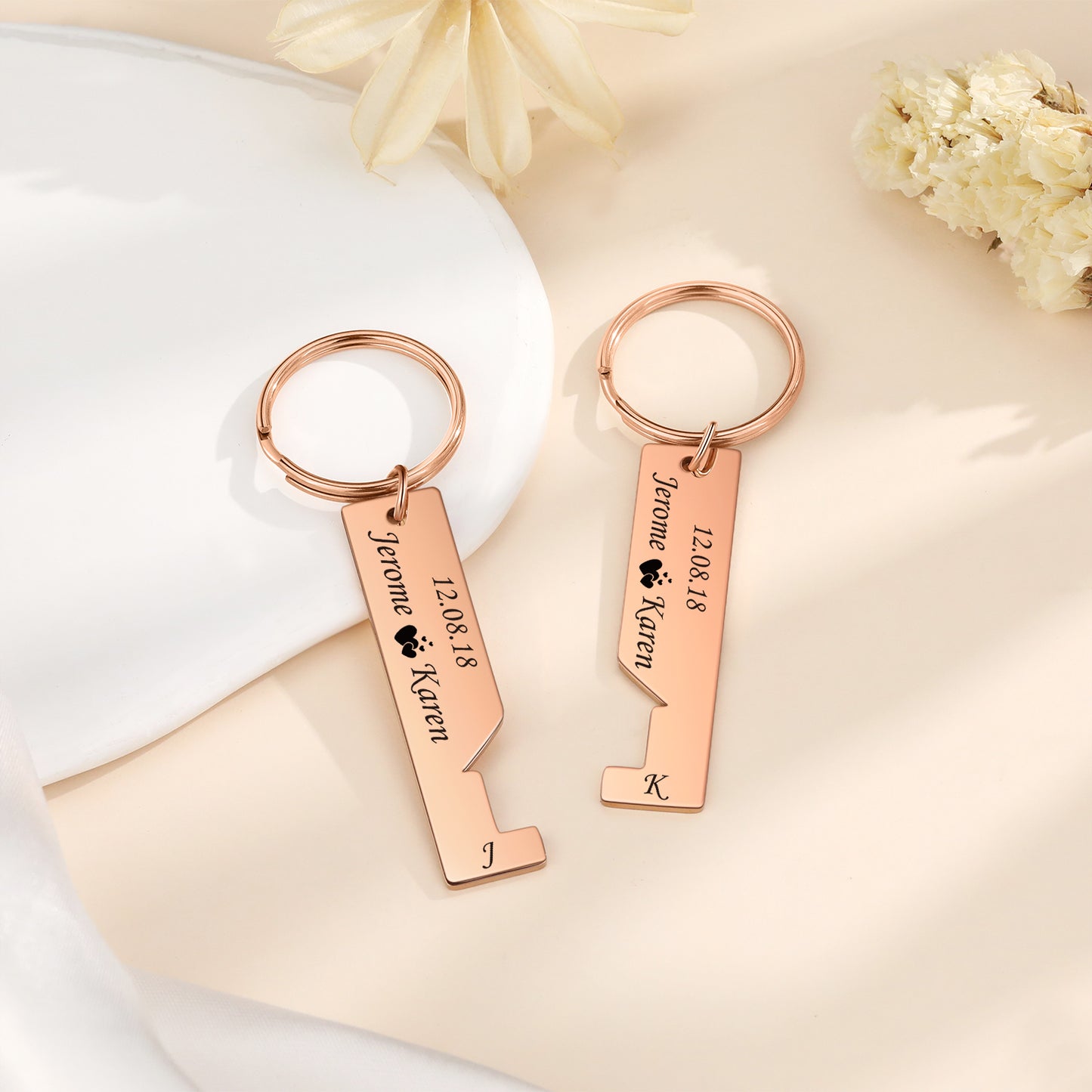 Custom Name Letter Stainless Steel Couple Keychain