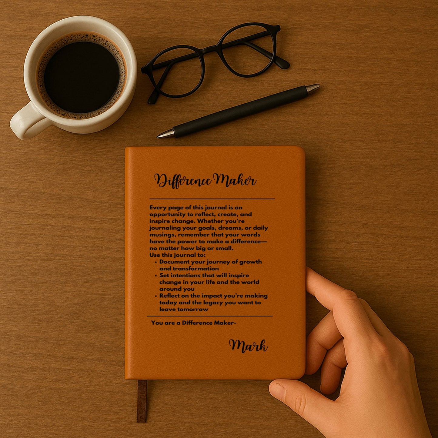 Premium Engraved Notebook (A5) Difference maker personalized