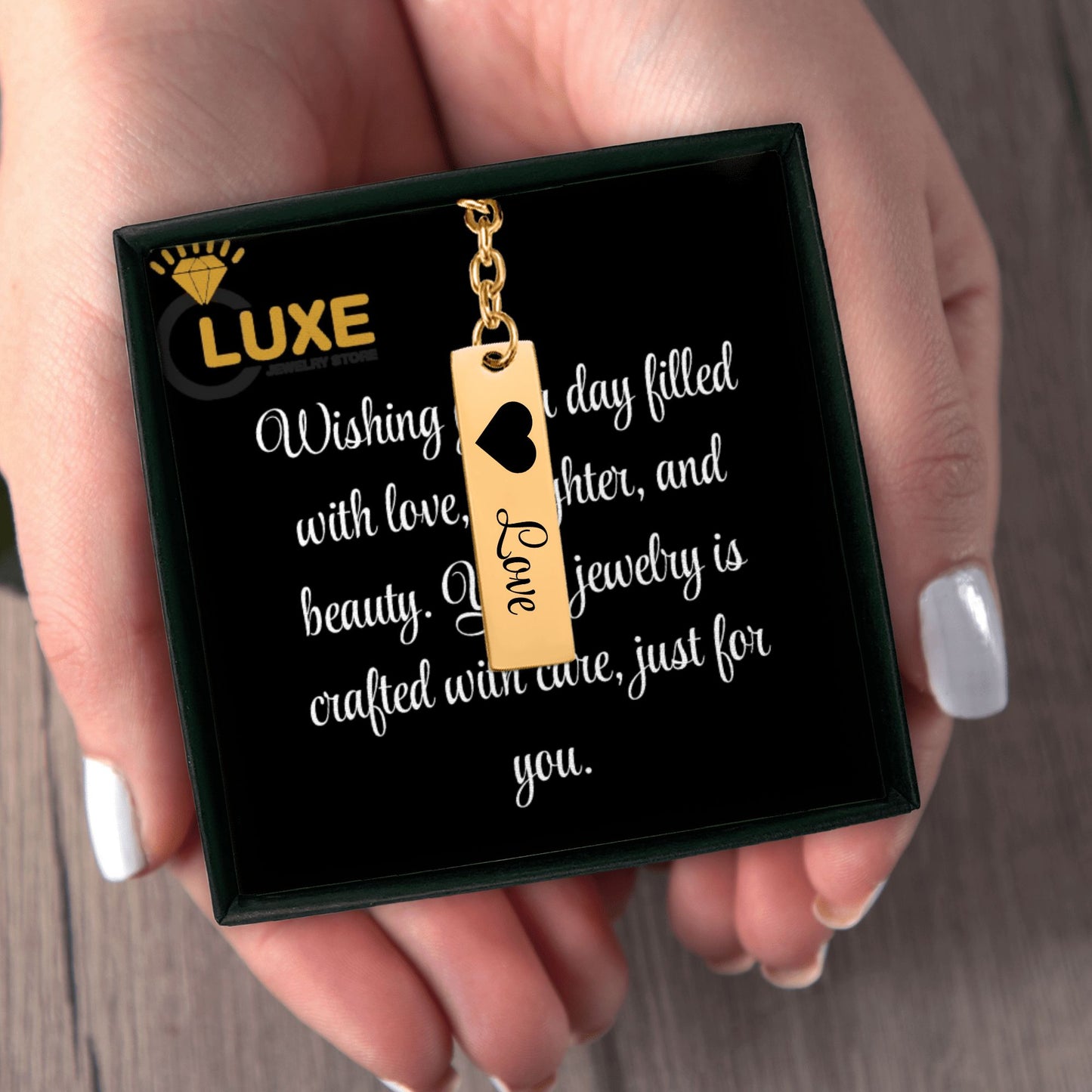Personalized Vertical Bar Love Keychain – Custom Engraved Gift for Couples