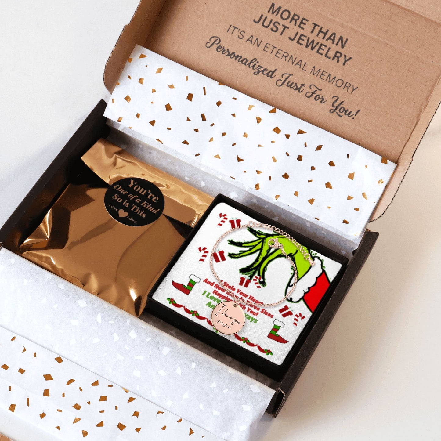 Handwritten Bracelet Christmas Grinch design