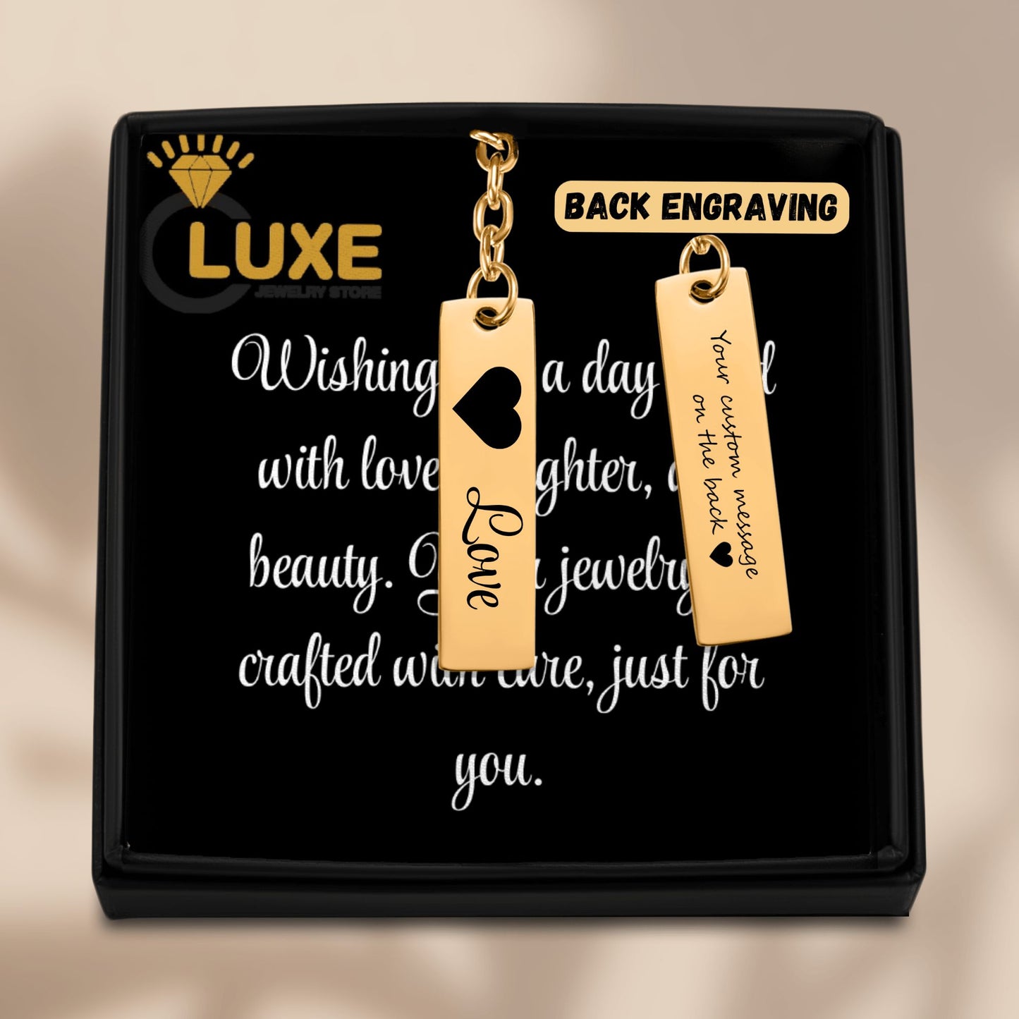 Personalized Vertical Bar Love Keychain – Custom Engraved Gift for Couples