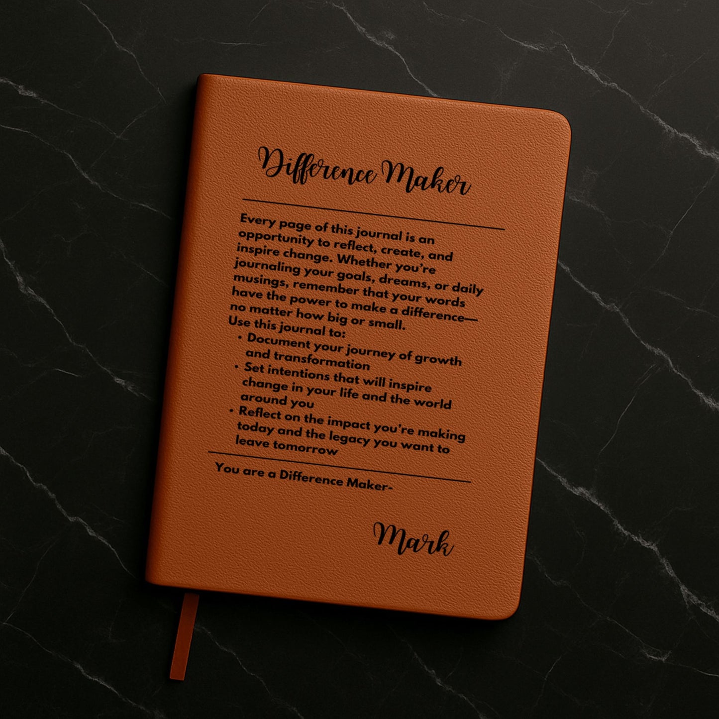 Premium Engraved Notebook (A5) Difference maker personalized