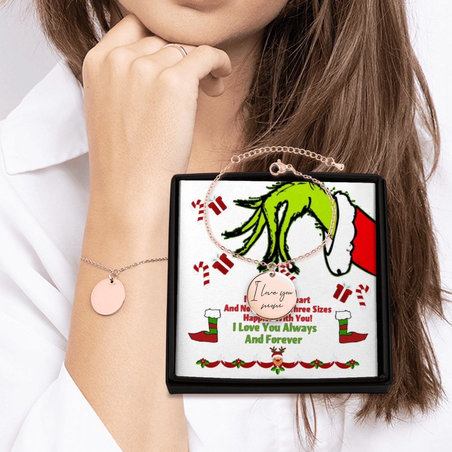 Handwritten Bracelet Christmas Grinch design