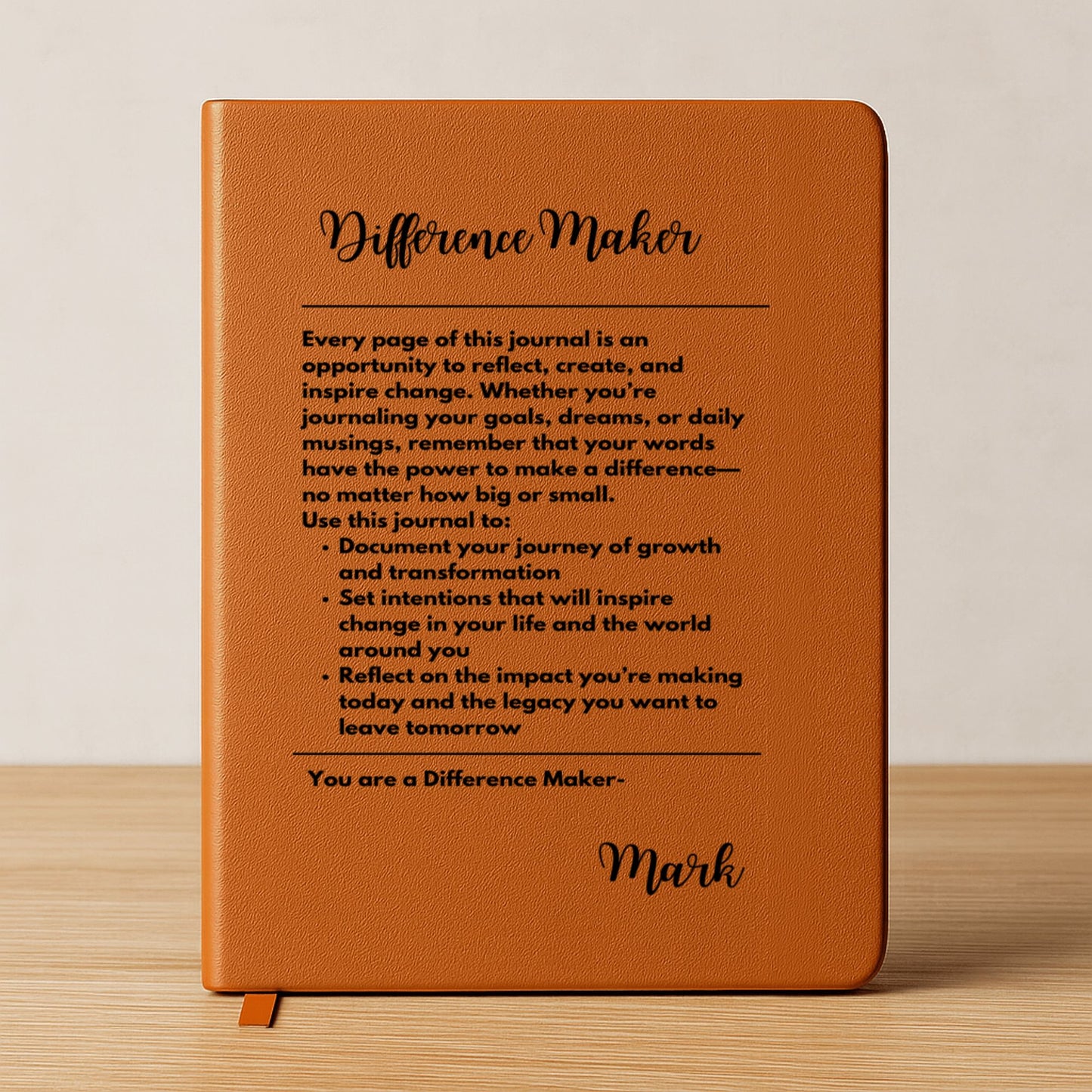 Premium Engraved Notebook (A5) Difference maker personalized