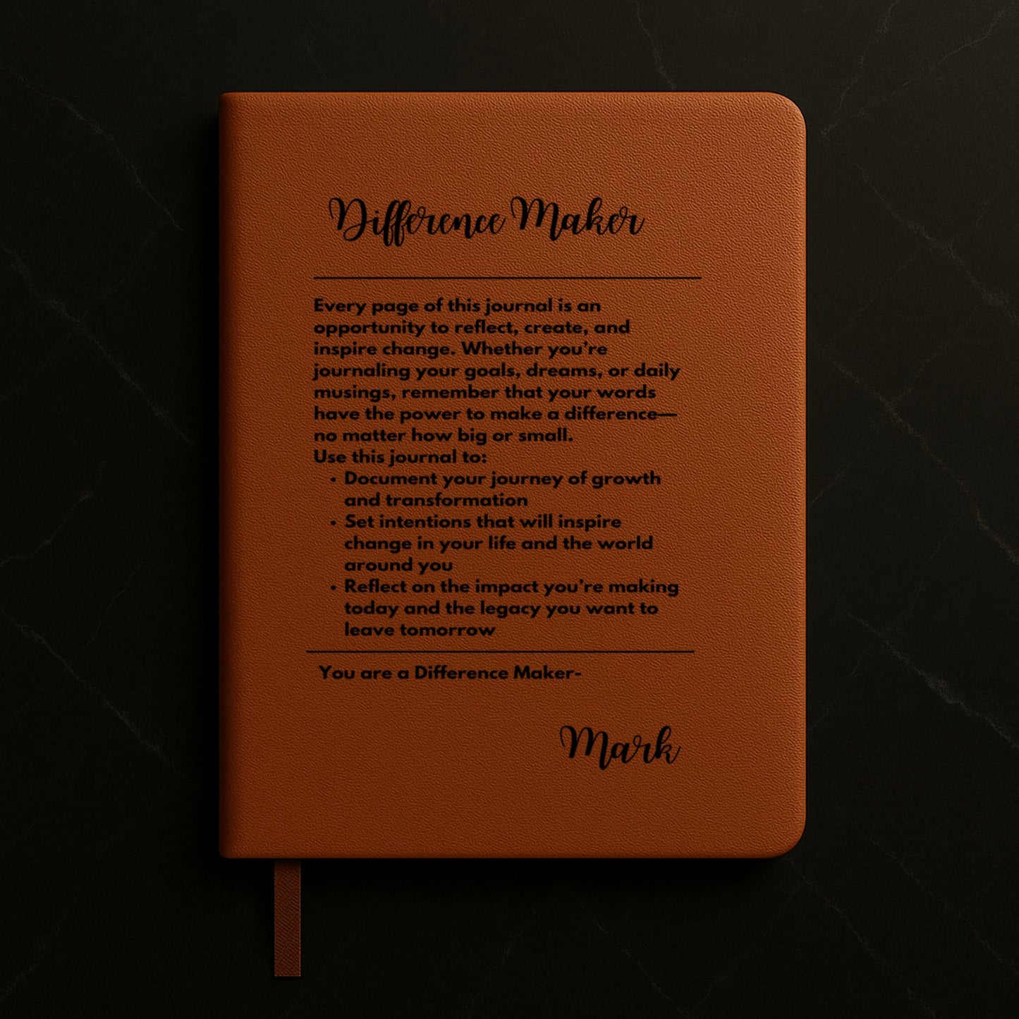 Premium Engraved Notebook (A5) Difference maker personalized