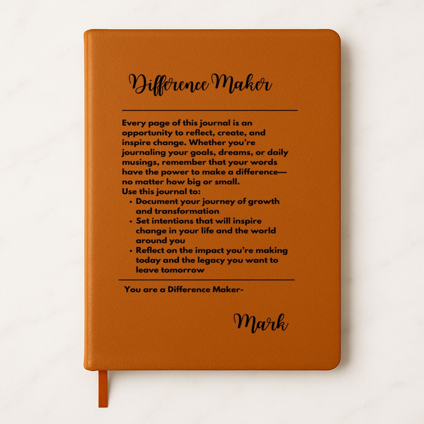 Premium Engraved Notebook (A5) Difference maker personalized