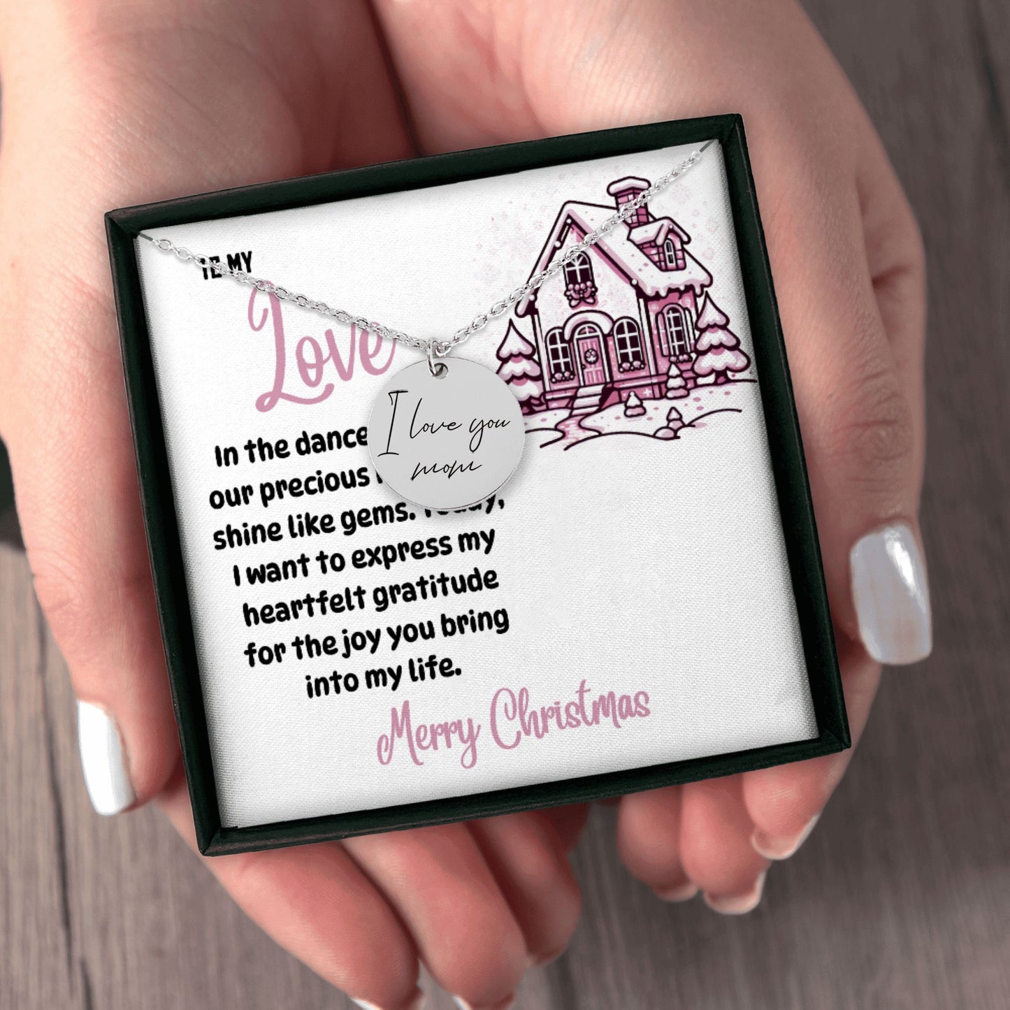 Custom Necklace Handwritten Pendant To my Love Christmas design