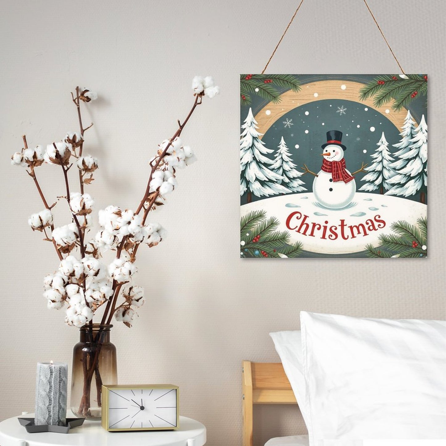 Christmas Square Wood Wall Decor Hanging Sign-12"x12"/30x30cm