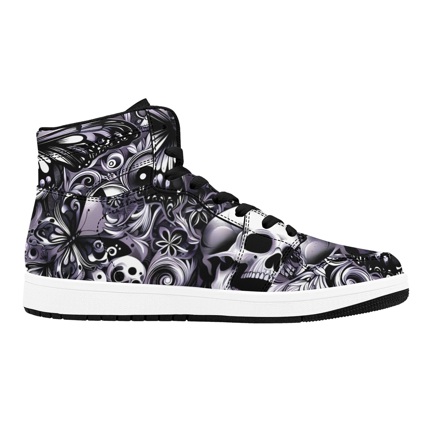Skulla and Roses Women's High Top Sneakers (Model 20042)